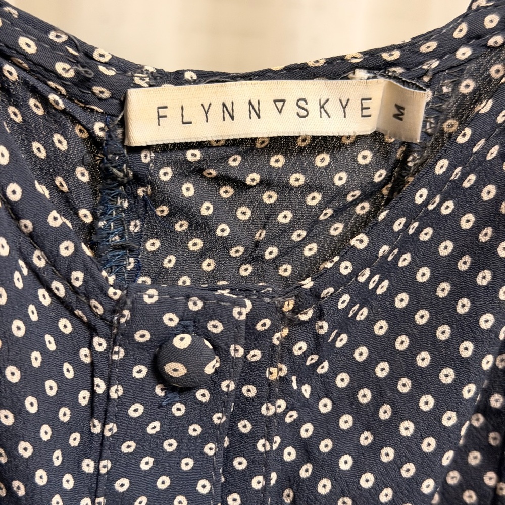 Flynn Skye Navy Polka Dot Button-Front Midi Dress - Picture 3 of 4